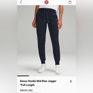 Lululemon Dance Studio Jogger. Full length. Navy. Size 14